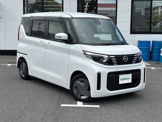 日産 ルークス X 山口県 2023(令5)年 0.3万km ホワイトパール ワンオーナー/純正9インチメモリナビ【MM223D-L】/フルセグテレビ/AM/FMラジオ/Bluetooth、SD/アラウンドビューモニター/前後ドライブレコーダー【DJ6-D】/両側パワースライドドア/純正フロアマット/ステアリングスイッチ/スマートキー/スペアキー/プッシュスタート/LEDヘッドランプ/ドアバイザー/アイドリングストップ/エマージェンシーブレーキ/レーンキープアシスト/パーキングアシスト/踏み間違い衝突防止アシスト/前方衝突予測警報/盗難防止装置