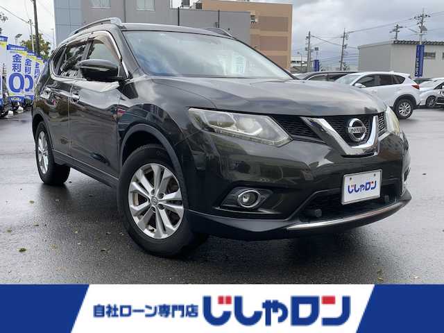 日産 エクストレイル 20X エマージェンシーブレーキ 福井県 2014(平26)年 8.8万km チタニウムカーキ (株)IDOMが運営する【じしゃロン福井店】の自社ローン専用車両になりますこちらは現金またはオートローンご利用時の価格です。自社ローンご希望の方は別途その旨お申付け下さい/4WD/7人乗り/純正メモリーナビ/CD/DVD/フルセグTV/アラウンドビューモニター/LEDライト/オートライト/エマージェンシーブレーキ/レーンキープアシスト/クルーズコントロール/ETC/オートエアコン/シートヒーター/ルーフレール/インテリジェントキー/プッシュスタート/取説/保証書/スペアキー