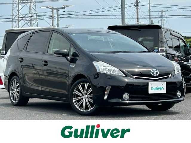 トヨタ プリウス α S 千葉県 2014(平26)年 7.7万km ブラック 純正SDナビ/Bluetooth接続/ビルトインETC/オートエアコン/バックカメラ/前後ドライブレコーダー/電動格納ウィンカーミラー/オートウィンドウ/オートライト/プッシュスタート/スマートキー（スペアキー1本）/純正フロアマット/社外17インチアルミホイール/ABS/ダブル・サイド・カーテンエアバッグ/盗難防止装置