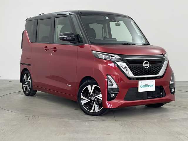 日産 ルークス HWS Gターボ プロパイロットED 兵庫県 2022(令4)年 7.8万km スパークリングレッド/ブラック ・プロパイロット/・エマージェンシーブレーキ/・車線逸脱警報/・車線逸脱防止システム/・先行車発進お知らせ/・標識認識機能/・レーダークルーズコントロール/・Pioneer製9インチナビ＆フルセグ＆BT＆DVD/・アラウンドビューモニター/・ビルトインETC/・両側パワースライドドア/・ハンズフリーパワースライドドア/・電子パーキング/・オートホールド/・アイドリングストップ/・スマートキー/・プッシュスタート/・純正15インチアルミホイール/・LEDヘッドライト/・フォグ/・オートライト/・オートマチックハイビーム/・革調シートカバー/・前後ドライブレコーダー