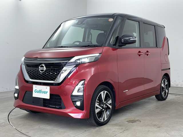 日産 ルークス HWS Gターボ プロパイロットED 兵庫県 2022(令4)年 7.8万km スパークリングレッド/ブラック ・プロパイロット/・エマージェンシーブレーキ/・車線逸脱警報/・車線逸脱防止システム/・先行車発進お知らせ/・標識認識機能/・レーダークルーズコントロール/・Pioneer製9インチナビ＆フルセグ＆BT＆DVD/・アラウンドビューモニター/・ビルトインETC/・両側パワースライドドア/・ハンズフリーパワースライドドア/・電子パーキング/・オートホールド/・アイドリングストップ/・スマートキー/・プッシュスタート/・純正15インチアルミホイール/・LEDヘッドライト/・フォグ/・オートライト/・オートマチックハイビーム/・革調シートカバー/・前後ドライブレコーダー