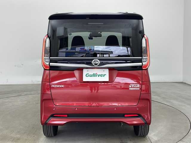 日産 ルークス HWS Gターボ プロパイロットED 兵庫県 2022(令4)年 7.8万km スパークリングレッド/ブラック ・プロパイロット/・エマージェンシーブレーキ/・車線逸脱警報/・車線逸脱防止システム/・先行車発進お知らせ/・標識認識機能/・レーダークルーズコントロール/・Pioneer製9インチナビ＆フルセグ＆BT＆DVD/・アラウンドビューモニター/・ビルトインETC/・両側パワースライドドア/・ハンズフリーパワースライドドア/・電子パーキング/・オートホールド/・アイドリングストップ/・スマートキー/・プッシュスタート/・純正15インチアルミホイール/・LEDヘッドライト/・フォグ/・オートライト/・オートマチックハイビーム/・革調シートカバー/・前後ドライブレコーダー