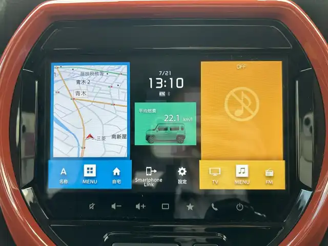 スズキ ハスラー HYBRID X 静岡県 2021(令3)年 3.1万km バーミリオンオレンジ/ガンメタリック2トーン 純正9インチナビ/　（BT/AppleCarPlay/AndroidAuto/DVD/CD)/フルセグTV/全方位カメラ/バックカメラ/スズキセーフティサポート/衝突被害軽減システム/レーンキープアシスト/横滑り防止装置/前席シートヒーター/プッシュスタート/スマートキー/後方コーナーセンサー/ビルトインETC2.0/純正15インチアルミホイール/LEDヘッドライト/保証書/取扱説明書
