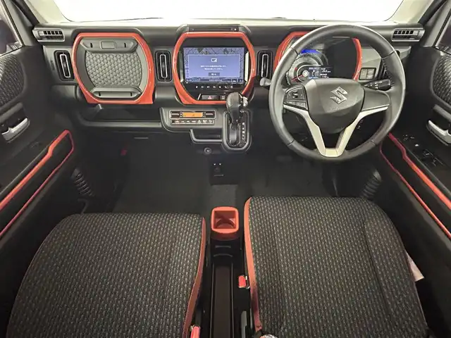 スズキ ハスラー HYBRID X 佐賀県 2021(令3)年 3.1万km バーミリオンオレンジ/ガンメタリック2トーン 純正9インチナビ/　（BT/AppleCarPlay/AndroidAuto/DVD/CD)/フルセグTV/全方位カメラ/バックカメラ/スズキセーフティサポート/衝突被害軽減システム/レーンキープアシスト/横滑り防止装置/前席シートヒーター/プッシュスタート/スマートキー/後方コーナーセンサー/ビルトインETC2.0/純正15インチアルミホイール/LEDヘッドライト/保証書/取扱説明書