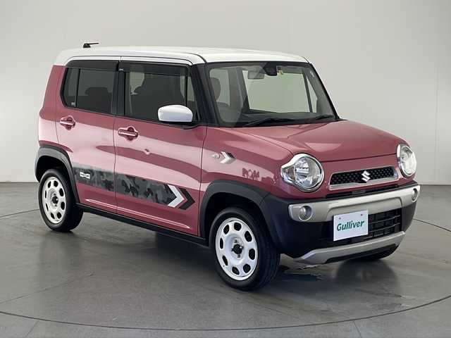 スズキ ハスラー G 宮崎県 2018(平30)年 5.7万km チアフルピンクメタリック/ホワイト2トーンルーフ 禁煙車/衝突被害軽減ブレーキ/社外ナビTV/（ストラーダ/CN-RE04D/CD/Bluetooth/フルセグTV)/純正セキュリティアラーム/純正フロアマット/エネチャージ/電動格納ミラー/オートエアコン/シートヒーター/スマートキー/プッシュエンジンスタート/新車時保証書/取扱い説明書