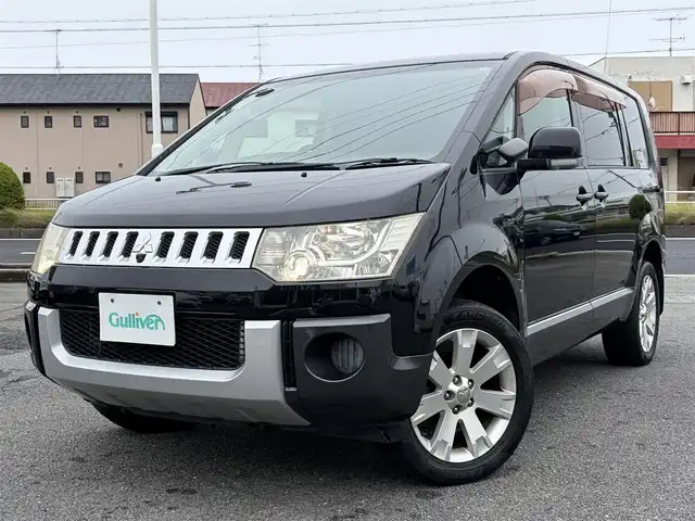 三菱 デリカＤ：５ G－Navi package 三重県 2008(平20)年 11.6万km ディープブラックマイカ ♪４WD/純正ナビ　/　・DVD再生・CD録音・TV/♪バック/左サイドカメラ/♪クルーズコントロール/♪パドルシフト/♪左側パワースライドドア/♪2WD/4WD切り替えスイッチ/♪キーレス/♪HIDヘッドライト/♪オートライト/♪革調シートカバー/♪革巻きステアリング/♪ステアリングスイッチ/♪電動格納ミラー/♪ウィンカーミラー/♪フロアマット/♪リアガラスフィルム施工/♪ドアバイザー/♪スペアタイヤ/♪横滑り防止機能(ASC)