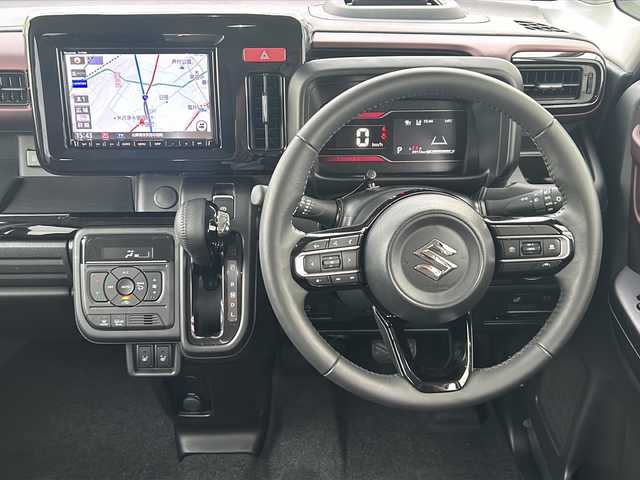 スズキ スペーシア カスタム HYBRID XS 山形県 2024(令6)年 0.4万km ブルーイッシュブラックパール3 禁煙車/4WD/デュアルセンサーブレーキサポートII/アダプティブクルーズコントロール/レーンキープアシスト/横滑り防止装置/オートマチックハイビーム/前方ドライブレコーダー/バックカメラ/純正8インチナビ/（Bluetooth/AM/FM/フルセグ/DVD)/テレビキャンセラー/ヘッドアップディスプレイ/両側パワースライドドア/ステアリングヒーター/ステアリングスイッチ/ハーフレザーシート/前席シートヒーター/ETC/純正アルミホイール/LEDライト/フォグランプ