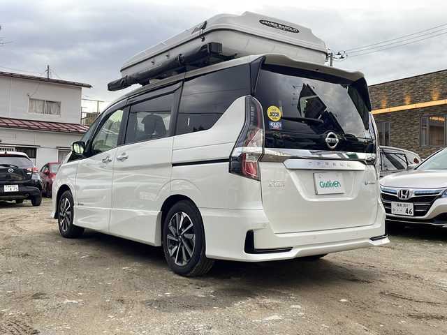 日産 セレナ e－パワー ハイウェイスター V 福島県 2021(令3)年 4.1万km ブリリアントホワイトパール ・ワンオーナー車/・SDナビ/・BT/フルセグ/FM＆AM/・AppleCarPlay/・360°ビューモニター/・プロパイロット/・クルーズコントロール（追従あり）/・ETC/・ドライブレコーダー（前方のみ）/・横滑り防止装置/・ブラインドスポットモニタリング/・LEDヘッドライト/・オートライト/・3列シート/・WAC/・100V電源/・純正16インチAW/・純正フロアマット/・プッシュスタート/・スマートキー/・社外AWスタッドレスタイヤ4本積載/　（195/60R16）/・ドアバイザー/・ルーフテント（JAMES　BAROUD）