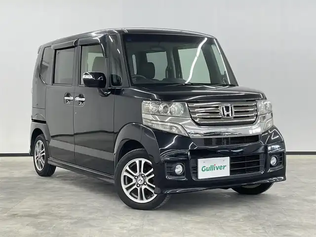 ホンダ Ｎ ＢＯＸ カスタム G Lパッケージ 長崎県 2013(平25)年 4.3万km クリスタルブラックパール 純正オーディオ　（CX-128C）　FM/AM/CD/AUX/プッシュスタート/ステアリングスイッチ/片側パワースライドドア/電動格納ミラー/ECONスイッチ/横滑り防止/純正14インチAW