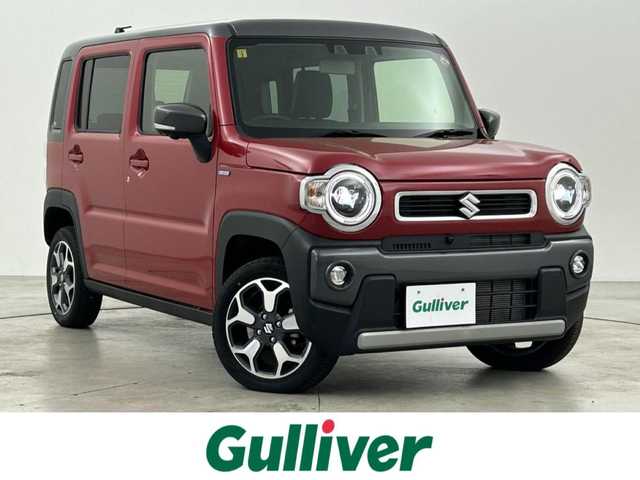 スズキ ハスラー HYBRID X 福岡県 2023(令5)年 0.1万km フェニックスレッドパール/ガンメタリック2トーンルーフ 純正９型ナビ（ＢＴ，フルセグＴＶ）　/全方位カメラ　/アダプティブクルーズコントロール　/コーナーセンサー　/衝突軽減ブレーキ　/レーンキープ　/アイドリングストップ　/シートヒーター　/ステアリングリモコン　/ＬＥＤ