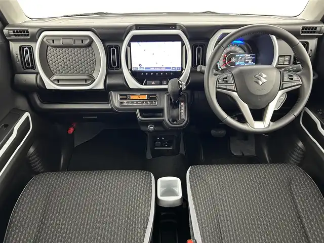スズキ ハスラー HYBRID X 福岡県 2023(令5)年 0.1万km フェニックスレッドパール/ガンメタリック2トーンルーフ 純正９型ナビ（ＢＴ，フルセグＴＶ）　/全方位カメラ　/アダプティブクルーズコントロール　/コーナーセンサー　/衝突軽減ブレーキ　/レーンキープ　/アイドリングストップ　/シートヒーター　/ステアリングリモコン　/ＬＥＤ