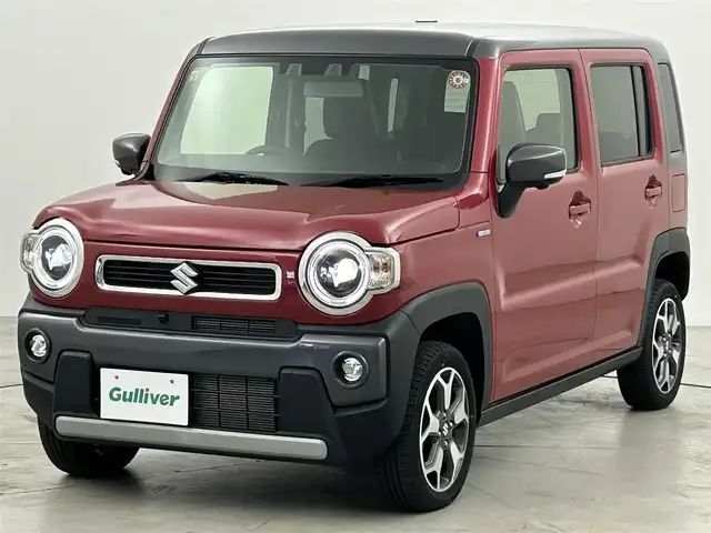 スズキ ハスラー HYBRID X 福岡県 2023(令5)年 0.1万km フェニックスレッドパール/ガンメタリック2トーンルーフ 純正９型ナビ（ＢＴ，フルセグＴＶ）　/全方位カメラ　/アダプティブクルーズコントロール　/コーナーセンサー　/衝突軽減ブレーキ　/レーンキープ　/アイドリングストップ　/シートヒーター　/ステアリングリモコン　/ＬＥＤ
