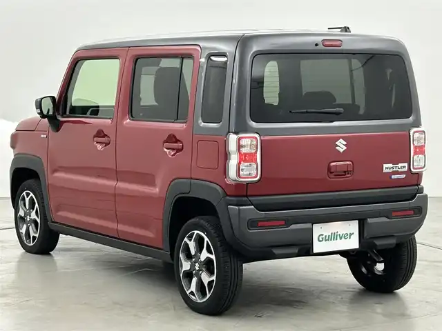 スズキ ハスラー HYBRID X 福岡県 2023(令5)年 0.1万km フェニックスレッドパール/ガンメタリック2トーンルーフ 純正９型ナビ（ＢＴ，フルセグＴＶ）　/全方位カメラ　/アダプティブクルーズコントロール　/コーナーセンサー　/衝突軽減ブレーキ　/レーンキープ　/アイドリングストップ　/シートヒーター　/ステアリングリモコン　/ＬＥＤ