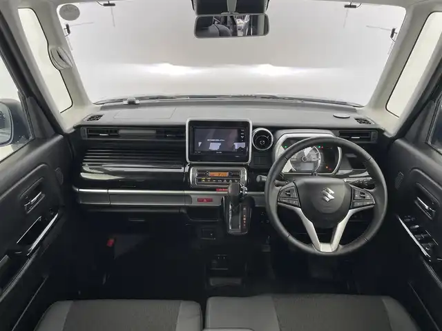 スズキ スペーシア カスタム HYBRID XS 富山県 2021(令3)年 2.2万km ブルーイッシュブラックパール3 社外ナビ（AM/FM/CD/DVD/BT）/フルセグTV/バックカメラ/両側パワースライドドア/アダプティブクルーズコントロール/衝突被害軽減ブレーキ/レーンキープアシスト/LEDヘッドライト/オートライト/コーナーセンサー前後/ハーフレザーシート/D席シートヒーター/スマートキー×２/プッシュスタート/アイドリングストップ/社外フロアマット