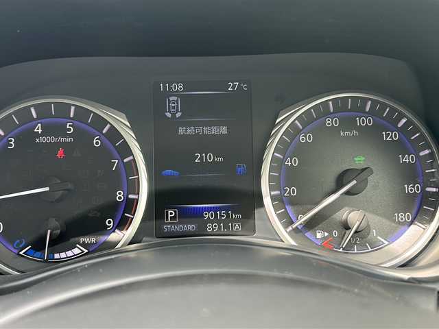 日産 スカイライン ハイブリッド 350GT Type P 福岡県 2017(平29)年 9.1万km スーパーブラック ・純正メーカーナビ/-BT/フルセグTV/CD/DVD/FM/AM/・全方位カメラ/・運転席メモリーシート/・レーダークルーズコントロール/・車線逸脱防止支援システム/・電動チルト＆テレスコピックステアリング/・クリアランスソナー/・前席パワーシート/・前席シートヒーター/・純正フロアマット/・純正アルミ19インチ/・ウィンカーミラー/・電動格納ミラー/・ドアバイザー/・オートライト/・ビルトインETC/・スマートキー/・スペアキー