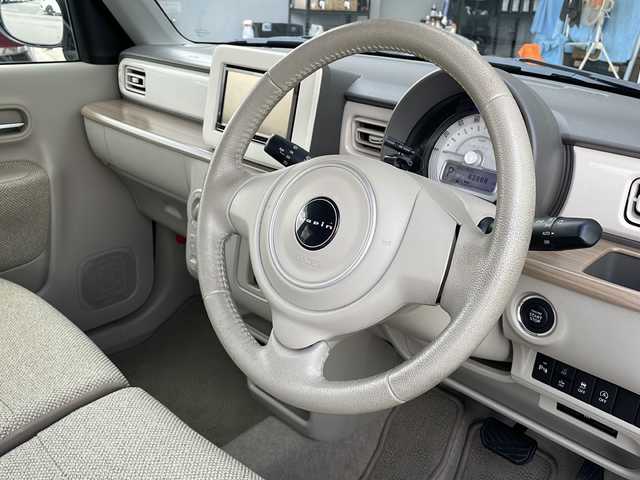 スズキ ラパン S 富山県 2019(令1)年 8.4万km フォーンベージュメタリック/ホワイト2トーンルーフ 禁煙車/バックカメラ/社外ナビ/電動格納ミラー/キセノンヘッドランプ（HID）/スマートキー/シートヒーター（運転席）/アイドリングストップ/ETC/プッシュスタート/純正フロアマット/本革巻きステアリング/盗難防止装置/衝突軽減システム/横滑り防止装置/ウッドパネル