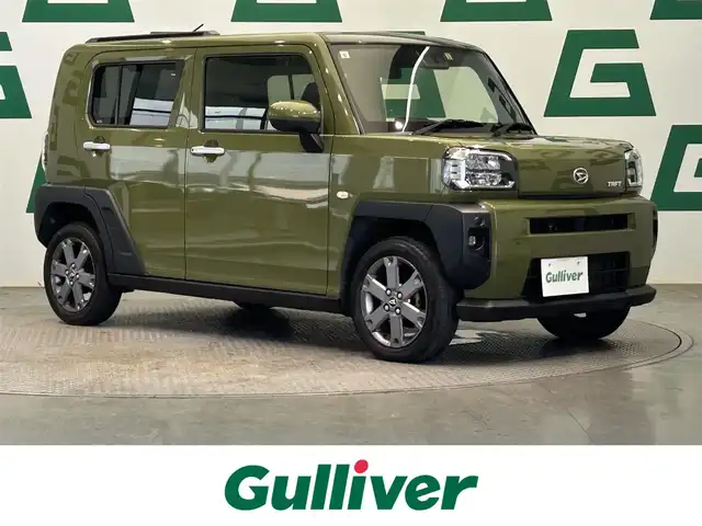 ダイハツ タフト G ターボ 鹿児島県 2021(令3)年 5.3万km フォレストカーキメタリック 禁煙　/スマートアシスト　/純正ディスプレイオーディオ(CD/DVD/Bluetooth)　/ガラスルーフ　/衝突軽減ブレーキ　/追従型クルーズコントロール/前席シートヒーター/オートライト/オートマチックハイビーム　/前後コーナーセンサー　/純正フロアマット　/純正アルミホイール