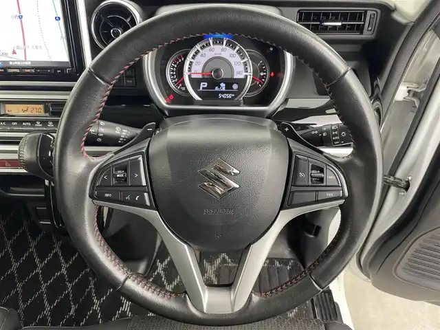 スズキ スペーシア カスタム HYBRID XS ターボ 富山県 2019(平31)年 5.4万km ピュアホワイトP ワンオーナー/社外SDナビ【CN-RZ840】/（AM/FM/CD/DVD/SD/USB/BT）/フルセグTV/アラウンドビューモニター/ヘッドアップディスプレイ/両側パワースライドドア/衝突被害軽減ブレーキ/クルーズコントロール/レーンキープアシスト/オートマチックハイビーム/LEDヘッドライト/リアパーキングセンサー/横滑り防止装置/ドライブレコーダー前後/ビルトインETC/パドルシフト/ハーフレザー/運転席シートヒーター/純正15インチAW/純正フロアマット/アイドリングストップ/ドアバイザー/取扱説明書/保証書