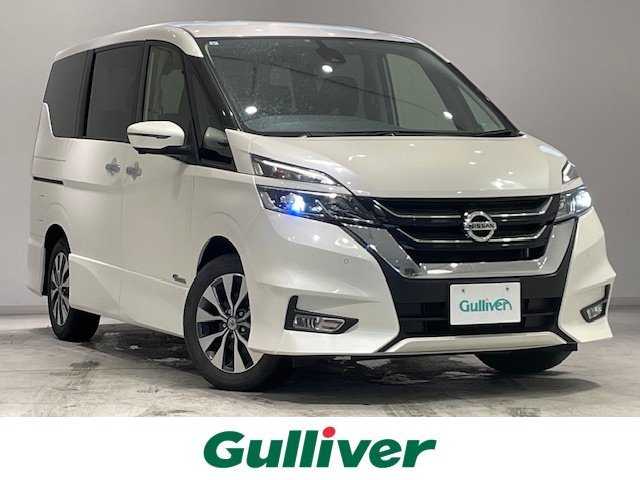 日産 セレナ ハイウェイスター Vセレクション 宮城県 2017(平29)年 4.1万km ブリリアントホワイトパール SDナビ/Bluetooth接続/USB入力端子/クルーズコントロール/純正ビルドインETC/フリップダウンモニター（TVM-FM1020）/デジタルインナーミラー/アラウンドビューモニター/パーキングアシスト/両側パワースライドドア/ドライブレコーダー前後/コーナーセンサー前後/サンシェード/３列シート/ウォークスルー/LEDヘッドライト/オートライト/純正16インチアルミホイール/純正フロアマット/横滑り防止装置/衝突軽減システム