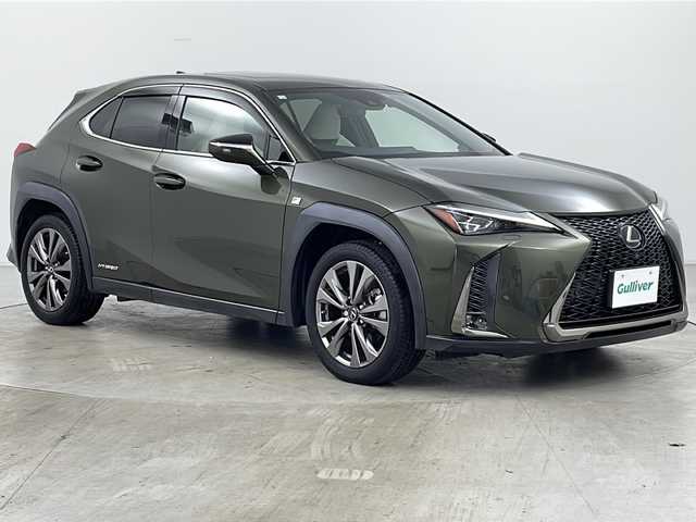 レクサス ＵＸ 250h Fスポーツ 道央・札幌 2018(平30)年 5.7万km テレーンカーキマイカM ・4WD/・寒冷地仕様/・純正ナビ&TV&CD&DVD&BT/・全方位カメラ/・プリクラッシュセーフティ/・クルーズコントロール/・シートヒーター/・ステアリングヒーター/・パワーバックドア/・レザーシート/・パワーシート/・純正ドライブレコーダー/・ETC/・LEDヘッドライト/・オートマチックハイビーム