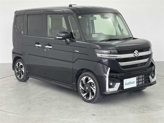 スズキ スペーシア カスタム HYBRID XS 愛知県 2023(令5)年 1.6万km ブルーイッシュブラックパール3 両側パワースライドドア/ハーフレザーシート/シートヒーター/ステアリングヒーター/追従機能付きクルーズコントロール/デュアルセンサーブレーキサポート/ヘッドアップディスプレイ/サーキュレーター/標識認識機能/先行車発進お知らせ/純正15インチアルミホイール/サンシェード/電動パーキングブレーキ/スズキセーフティサポート/後席アームレスト