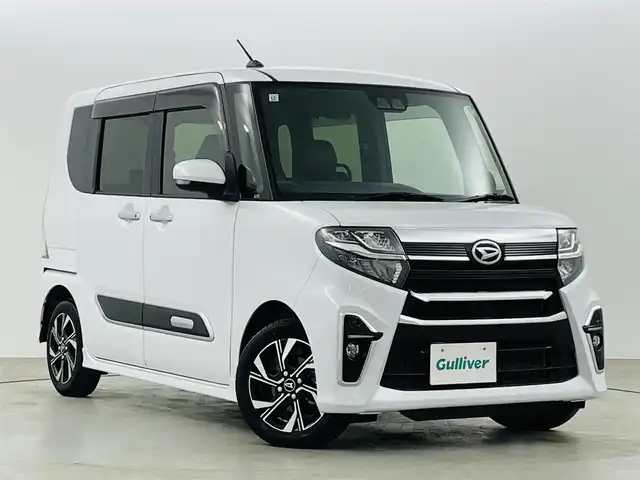 ダイハツ タント カスタム X スタイルセレクション 福島県 2021(令3)年 2.5万km シャイニングホワイトパール ワンオーナー/純正メモリーナビゲーション/型式：NMZN-W72D/【CD/DVD/Bluetooth/フルセグTV】/・バックカメラ/スマートアシスト/・衝突軽減ブレーキ/・先行車発進お知らせ機能/・車線逸脱警報/・標識認識機能/・レーンキープアシスト/コーナーセンサー/両側パワースライドドア/・ミラクルオープンドア/ハーフレザーシート/・運転席＋助手席シートヒーター/ステアリングスイッチ/オートライト/・LEDヘッドライト/・LEDフロントフォグライト/純正14インチアルミホイール/アイドリングストップ/プッシュスタート/・スマートキー/・スペアキー/純正フロアマット/純正ドアバイザー/電動格納ウィンカーミラー/取扱説明書/・ナビ取扱説明書/・保証書