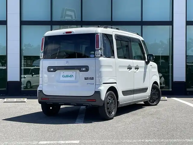 スズキ スペーシア ギア HYBRID XZターボ 和歌山県 2020(令2)年 3.1万km ピュアホワイトP 純正9インチナビ/フルセグTV/（BT/CD/DVD/AM/FM/USB)/レーンディパーチャーアラート/横滑り防止/衝突被害軽減ブレーキ/クルーズコントロール/オートライト/後方コーナーセンサー/ビルトインETC/前方ドライブレコーダー/前席シートヒーター/両側パワースライド/後席サーキュレーター/後席サンシェード/ステアリングリモコン/パドルシフト/ルーフレール/電格ミラー/LEDヘッドライト/フォグランプ
