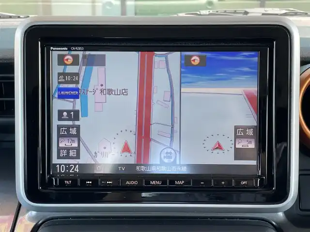 スズキ スペーシア ギア HYBRID XZターボ 和歌山県 2020(令2)年 3.1万km ピュアホワイトP 純正9インチナビ/フルセグTV/（BT/CD/DVD/AM/FM/USB)/レーンディパーチャーアラート/横滑り防止/衝突被害軽減ブレーキ/クルーズコントロール/オートライト/後方コーナーセンサー/ビルトインETC/前方ドライブレコーダー/前席シートヒーター/両側パワースライド/後席サーキュレーター/後席サンシェード/ステアリングリモコン/パドルシフト/ルーフレール/電格ミラー/LEDヘッドライト/フォグランプ