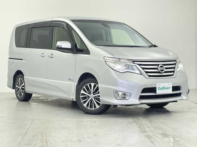 日産 セレナ HWS S HV Vセレ +SeftyⅡ 愛知県 2016(平28)年 4.6万km ブリリアントシルバー 禁煙/スペアキー/純正ナビ/・フルセグ/・Bluetooth/・DVD/・CD/ドラレコ/アラウンドビューモニター/ETC/クルーズコントロール/ABS/車線逸脱抑制装置/横滑り防止装置/衝突軽減ブレーキシステム/盗難防止装置/前後コーナーセンサー/両側パワースライドドア/LEDヘッドライト/オートライト/フォグランプ/革巻ステアリング