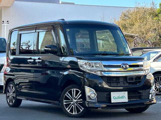 ダイハツ タント カスタム RS SA 東京都 2014(平26)年 6.9万km ブラックマイカメタリック ワンオーナー/純正SDナビ フルセグTV/バックカメラ/両側パワースライドドア/衝突被害軽減システム/衝突回避支援システム/低速域衝突回避支援ブレーキ機能/誤発進抑制制御機能/先行車発進お知らせ機能/横滑り防止装置/アイドリングストップ機能/パワーステアリング/キーレスプッシュスタートシステム/Bluetooth接続/オートライト/オートマチックハイビーム/スペアキー/保証書＆取扱説明書
