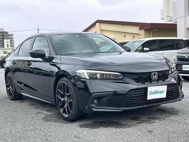ホンダ シビック EX 沖縄県 2021(令3)年 0.9万km クリスタルブラックパール 純正９型コネクトディスプレイ　/（ＡＭ／ＦＭ／ＢＴ）　/フルセグＴＶ　/バックモニター　/コーナーセンサー　/クルーズコントロール　/置くだけ充電　/衝突軽減　/ＥＴＣ/ハーフレザー　/シートヒーター/USB入力端子/パワーシート/横滑り防止/スマートキー/LEDヘッドライト/純正フロアマット/純正18AW