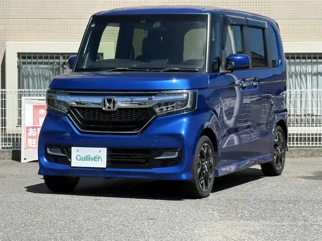 ホンダ Ｎ ＢＯＸ カスタム G L ターボ ホンダセンシング 山口県 2018(平30)年 5万km ブリリアントスポーティブルーメタリック2トーン メモリナビ フルセグTV CD DVD BT/バックカメラ/両側パワースライドドア/ビルトインETC/ドラレコ/バックソナー/スマートキー 2個/衝突被害軽減ブレーキ/レーダークルーズコントロール/レーンアシスト/オートマチックハイビーム/LEDオートヘッドライト/フォグライト/シーケンシャルウィンカー/パドルシフト/W サイド カーテン エアバッグ