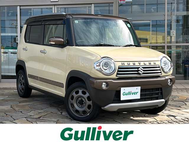 スズキ ハスラー ワンダラー 静岡県 2019(令1)年 5.5万km シフォンアイボリーメタリック/ウッディブラウン2トーンルーフ 社外ナビ（クラリオンナビ）NX616/・（Bluetooth/CD/DVD/フルセグTV/ラジオ）/主要装備/・デュアルカメラブレーキーサポート/・レーンキープアシスト/・横滑り防止装置/・アイドリングストップ/・ハーフレザーシート/・シートヒーター/・ベンチシート/・ヒーテッドドアミラー/・ステアリングリモコン/・純正フロアマット/・純正アルミホイール/・キセノンヘッドライト/・ドライブレコーダー/・ETC/・スマートキー