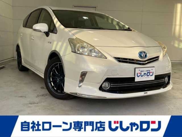 トヨタ プリウス α S 沖縄県 2014(平26)年 5.3万km ホワイトパールクリスタルシャイン (株)IDOMが運営する【じしゃロンコザ店】の自社ローン専用車両になりますこちらは現金またはオートローンご利用時の価格です。自社ローンご希望の方は別途その旨お申付け下さい/純正ナビ　/フルセグＴＶ　/Ｂｌｕｅｔｏｏｔｈ接続　/バックカメラ　/ＥＴＣ　/プッシュスタート　/スマートキー　/オートライト　/社外アルミホイール　/純正フロアマット