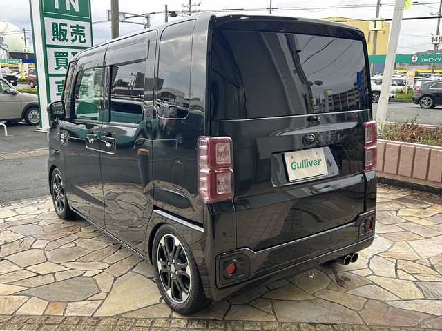 ダイハツ ウェイク G ターボVS SA Ⅲ 静岡県 2022(令4)年 3.5万km ブラックマイカメタリック 【安全装備】/スマートアシストIII/衝突回避・軽減ブレーキ機能/（車速約4km/hから80km/h間時警報アラーム喚起作動）/（前車相対速度約30km/h未満時衝突回避機能作動）/（前車相対速度約30km/hから80km/h時衝突軽減ブレーキ作動）/（対歩行者：車速約30km/h未満時回避機能作動、50km/h未満時軽減機能作動）/オートハイビーム（作動車速：約25km/h以上時）/誤発進抑制機能（障害物検知範囲前方4m以内・後方3m以内）/車線逸脱警報（作動車速：約60km/h以上時）/先行車発進お知らせ機能 /【主要装備】　/純正ナビ　/フルセグテレビ　/アラウンドビューモニター　/両側パワースライドドア　/スマートキー　/プッシュスタート　/ローダウン　/ＬＥＤ　/アイドリングストップ　/ＥＴＣ　/ドライブレコーダー/ステアリングスイッチ/スペアキー有り/TEIN車高調