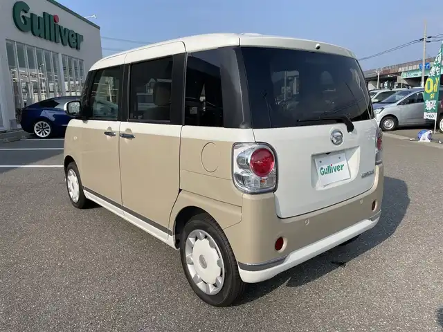ダイハツ ムーヴ キャンバス G メイクアップ リミテッド　SAⅢ 石川県 2022(令4)年 3万km パールホワイトⅢ/ナチュラルベージュマイカメタリック 2トーン 社外メモリーナビ/CD/TV/パノラマモニター/両側パワースライド/LEDヘッドライト/ETC/レーダーブレーキ/スマートキー/プッシュスタート/電動ミラー/ベンチシート/保証書