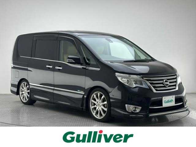 日産 セレナ HWS Vエアロモード+セーフⅡ 兵庫県 2015(平27)年 7.8万km ダイヤモンドブラック 純正SDナビ(CD/DVD/SD/Bluetooth)/全方位カメラ/純正フリップダウンモニター/クルーズコントロール/車高調/社外エアロ/両側パワースライドドア/シートカバー/LEDヘッドライト/LEDフォグライト/オートライト/前後コーナーセンサー/社外18インチアルミホイール/純正フロアマット/アイドリングストップ