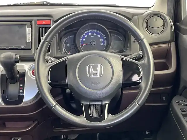 ホンダ Ｎ ＷＧＮ カスタム G 新潟県 2014(平26)年 6.9万km プレミアムゴールドパープルパール 純正メモリナビ（Bluetooth・CD・DVD）/地デジ　/キセノンオートライト　/前方ドライブレコーダー/ETC　/レザーステアリング　/フォグランプ　/電格ウィンカーミラー　/純正フロアマット　/社外１４インチアルミホイール/保証書　/取扱説明書/ECON　/スマートキー/スペアキー