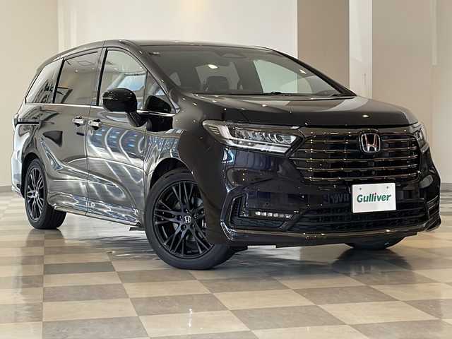 ホンダ オデッセイ ハイブリッド e:HEVアブソルート EXブラックED 福井県 2025(令7)年 0.1千km プレミアムヴィーナスブラックP 登録済未使用車/純正11.4インチナビ/アラウンドビューモニター/D/N席パワーシート/前席シートヒーター/フルセグテレビ/Bluetooth/HDMI/置くだけ充電/両側パワースライドドア/パワーバックドア/クリアランスソナー/ブラインドスポットモニター