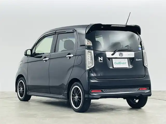 ホンダ Ｎ ＷＧＮ カスタム G Aパッケージ 福島県 2014(平26)年 5万km スマートブラック 社外SDナビ/・型番：AVN-G04/・フルセグＴＶ／ＤＶＤ／ＣＤ／ＦＭ／ＡＭ/・バックカメラ/・前方ドライブレコーダー/・ETC/革巻きステアリング/・ステアリングスイッチ/・クルーズコントロール/ハーフレザーシート/・ベンチシート/プッシュスタート/・スマートキー/・スペアキー1本/電動格納ミラー/・ウィンカーミラー/HIDヘッドライト/・オートライト/・フォグランプ/純正フロアマット/純正ドアバイザー/社外15インチAW/・メーカー:S-HOLD
