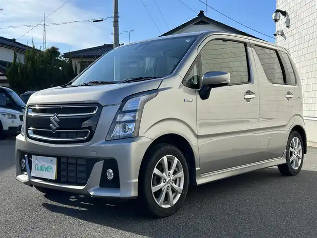 スズキ ワゴンＲ スティングレー HYBRID X 山形県 2021(令3)年 1.4万km スチールシルバーM 禁煙車/4WD/社外オーディオ/・AM/FM/CD/AUX/アイドリングストップ/コーナーセンサー/衝突被害軽減ブレーキ/車線逸脱警報/横滑り防止装置/盗難防止装置/LEDヘッドライト/オートライト/フロントフォグランプ/シートヒーター（D/N席）/フロアマット/冬タイヤ積み込み/保証書/取扱説明書