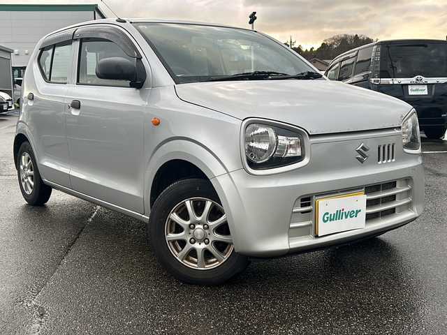 スズキ アルト F 石川県 2017(平29)年 18.6万km シルキーシルバーメタリック ワンオーナー/4WD/オーディオ/【CD・FM・AM・AUX】/社外AW冬タイヤ車載 溝6mm/運転席シートヒーター/純正フロアマット/ドアバイザー