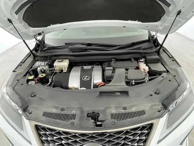 レクサス ＲＸ 450h Fスポーツ 大分県 2020(令2)年 4.2万km ホワイトノーヴァガラスフレーク ムーンルーフ/パノラミックビューモニター/純正12.3インチSDナビ/（フルセグTV/BT/CD/DVD/SD/USB）/三眼LEDヘッドランプ/レクサスセーフティシステムプラス/・プリクラッシュセーフティ/・レーントレーシングアシスト/・レーダークルーズコントロール/・ロードサインアシスト/・先行車発進告知/・ブラインドスポットモニター/前席シートヒーター/シートベンチレーション/運転席シートメモリー/電動チルトテレスコピックステアリング/ステアリングヒーター/オートブレーキホールド/前方ドライブレコーダー/ETC2.0/4WD/ヘッドアップディスプレイ/保証書・取扱説明書