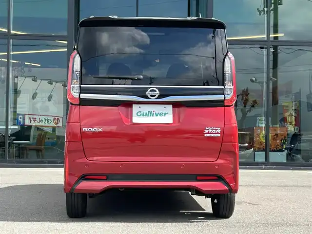 日産 ルークス ハイウェイスター X 愛媛県 2023(令5)年 1.8万km スパークリングレッド/ブラック Strada7型ナビ/全周囲カメラ/左側電動スライドドア/左側ハンズフリースライド/セーフティシールド/衝突被害軽減装置/車線逸脱防止装置/クリアランスソナー/リアサーキュレーター/アイドリングストップ/LEDヘッドライト/ステアリングリモコン/純正ドアバイザー/フロアマット/電格ミラー/シガーソケット/ヘッドライトレベライザー/現状サマー(純正AW)(155/65/R14)/YOKOHAMA BleEarth-GT AE51/禁煙車