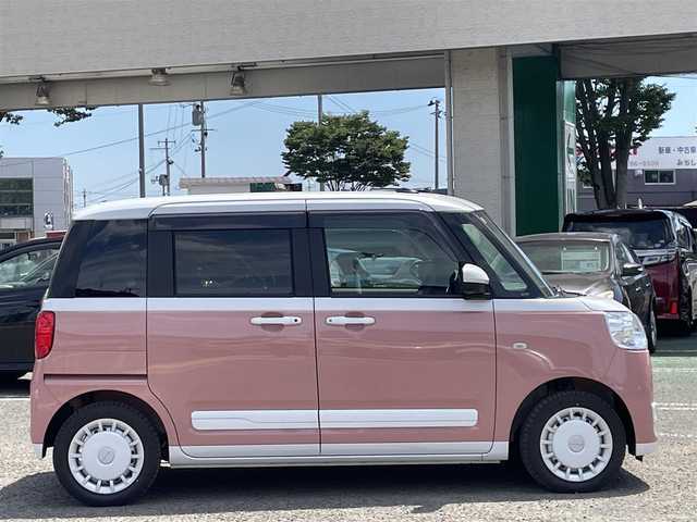 ダイハツ ムーヴ キャンバス ストライプス G 宮城県 2023(令5)年 0.2万km シャイニングホワイトパール/アプリコットピンクメタリック 純正10インチメモリナビ/CD/DVD/FM/AM/HDMI/BT/USB/SD/アラウンドビューモニター/シートヒーターDN席/カップウォーマーDN席/両側パワースライドドア/純正ドライブレコーダー/純正フロアマット/ブレーキホールド/アイドリングストップ/衝突被害軽減ブレーキ/パーキングセンサー/同サイズサマータイヤ積込/スマートキーx2