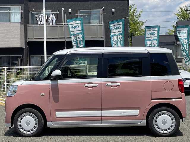 ダイハツ ムーヴ キャンバス ストライプス G 宮城県 2023(令5)年 0.2万km シャイニングホワイトパール/アプリコットピンクメタリック 純正10インチメモリナビ/CD/DVD/FM/AM/HDMI/BT/USB/SD/アラウンドビューモニター/シートヒーターDN席/カップウォーマーDN席/両側パワースライドドア/純正ドライブレコーダー/純正フロアマット/ブレーキホールド/アイドリングストップ/衝突被害軽減ブレーキ/パーキングセンサー/同サイズサマータイヤ積込/スマートキーx2