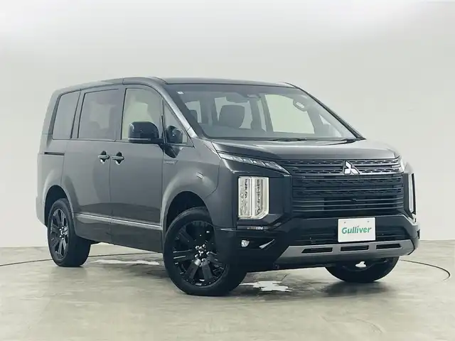 三菱 デリカＤ：５ シャモニー 福島県 2025(令7)年 0.1千km 黒Ⅱ 登録済未使用車/衝突軽減ブレーキ/・レーンキープアシスト/・ブラインドスポットモニター/・レーダークルーズコントロール/ALPINE製11インチナビ/・型番：EX11NX/・フルセグTV/BT/CD/DVD/USB/HDMI/・バックカメラ/全方位カメラ/両側パワースライドドア/パワーバックドア/アイドリングストップ/電子パーキング/・オートホールド/革巻きステアリング/・ステアリングリモコン/・ステアリングヒーター/・パドルシフト/ハーフレザーシート/・シートヒーター(運転席/助手席)/・パワーシート(運転席)/プッシュスタート/・スマートキー/・スペアキー/LEDヘッドライト/・オートライト/・フォグライト/・オートマチックハイビーム