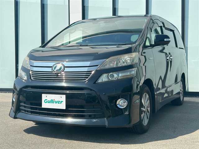 トヨタ ヴェルファイア ハイブリット ZR Gエディション 大阪府 2012(平24)年 14.2万km ブラック 純正メーカーナビ　/ビルトインＥＴＣ　/前後サンルーフ　/前席レザーシート　/全方位モニター　/純正フロアマット　/フルセグＴＶ　/純正フリップダウモニター　/１００Ｖ電源　/パワーバックドア　/純正１５インチアルミホイール/両側パワースライドドア