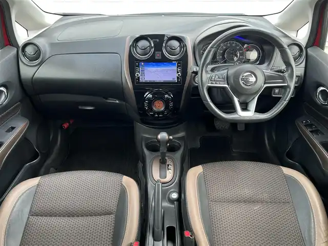 日産 ノート メダリスト 栃木県 2016(平28)年 12.1万km ガーネットレッド Bluetooth/純正ナビ/ワンセグTV/プッシュスタート/ETC/スペアキー/アイドリングストップ/レーンキープアシスト/横滑り防止機能/衝突被害軽減機能/オートライト/ハーフレザーシート/取扱説明書/保証書/記録簿