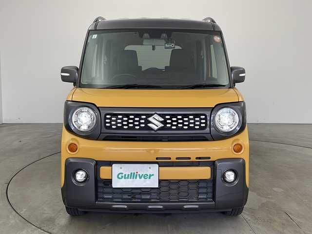 スズキ スペーシア ギア HYBRID XZターボ 兵庫県 2021(令3)年 2.5万km アクティブイエロー/ガンメタリック2トーン ・デュアルカメラブレーキサポート/・誤発進抑制機能/・車線逸脱警報機能/・ふらつき警報機能/・先行車発進お知らせ機能/・アダプティブクルーズコントロール/・ハイビームアシスト/・後退時ブレーキサポート/・後方誤発進抑制機能/・LEDヘッドライト/・社外SDナビ（CN-RZ765W）/CD/DVD/SD/BT/フルセグ/・バックカメラ/・ビルトインETC/・両側パワースライドドア/・パドルシフト/・革巻きステアリング/・社外前後ドライブレコーダー/・横滑り防止装置/・クリアランスソナー/・スマートキー